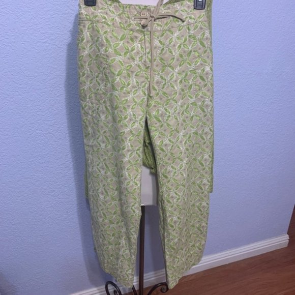 Sigfred Olsen Linen/ Cotton Blend Green and Tan Pants sz 2P EUC - Picture 9 of 9